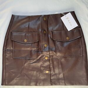 WAYF Chocolate Brown Mini Skirt